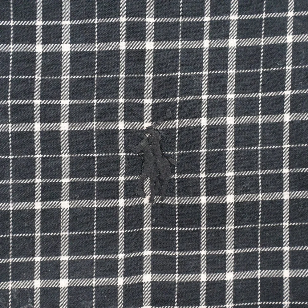 Vintage Polo Ralph Lauren Plaid Button Down Shirt Black Long Sleeve Mens XL